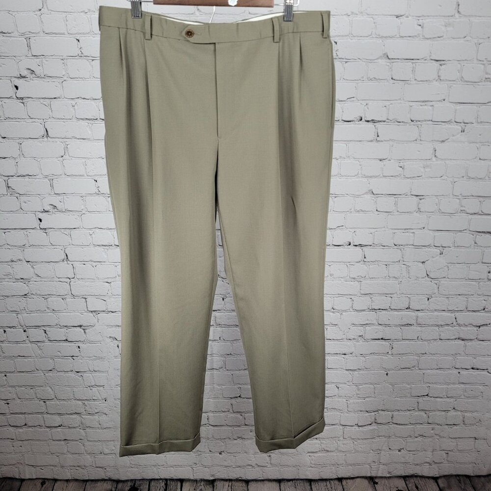 Brooks Brothers Brown 100% Wool 346 Pleated Dress Pants Size 38x32 (36x30)